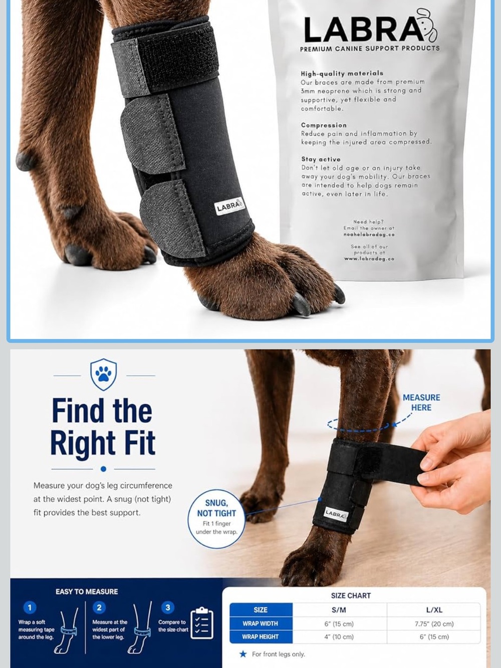 Labra Dog Leg Brace Large Extra Large Black